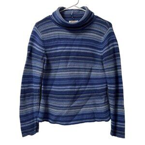 Talbots Womens‎ Ribbed Long Sleeve Sweater Size P Turtleneck Blue Stripes Casual